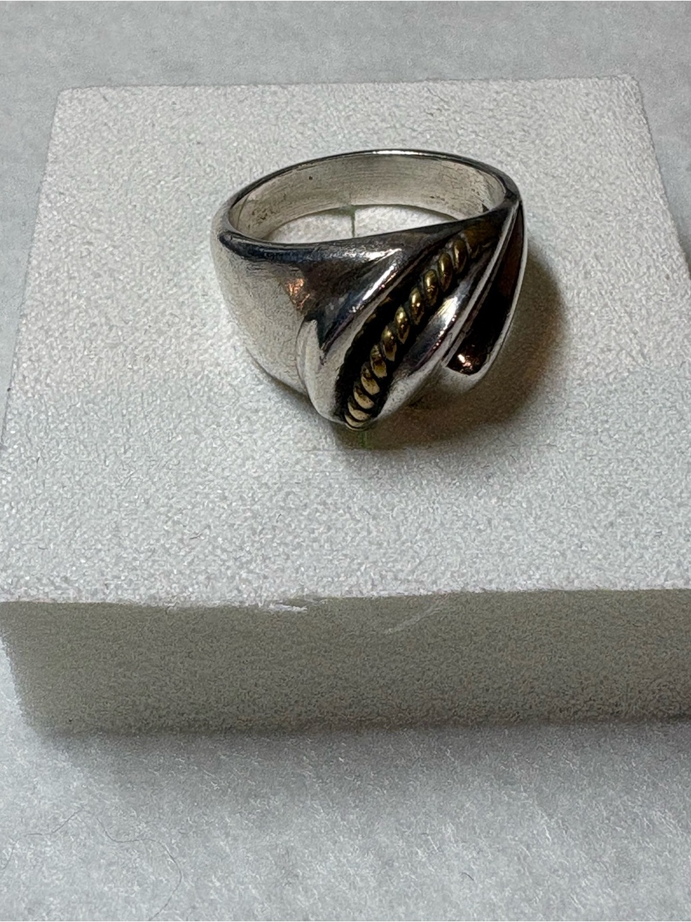 Sterling Silver Ring with Twisted Gold Accent